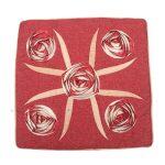 Golden Fabric Flower Design Cushion Cover 16*16 Inches