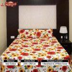 Sunflowers Printed Vella Cotton Double Bed Sheet With 2 Pillow Covers
