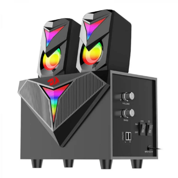 Redragon GS700 Toccata gaming speakers aux 3.5mm stereo surround music RGB 2.1 heavy bass sound bar