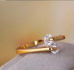 Resizable Double Round Crystal Zirconia Golden Ring For Women