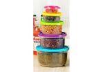 Round High Temperature Resistant Plastic Containers Set / plastic bowl / tub set/ multicolour lid