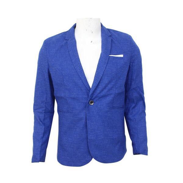 Royal Blue Printed Blazer For Men