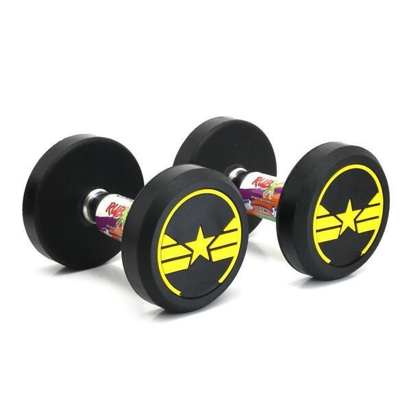 RUBX 5 Kg Rubber Round Dumbbells (Pair,, 5 Kg Dumbell, Rubber Bouncer Dumbell ( 5Kg* = 10 Kg), Dumbbells
