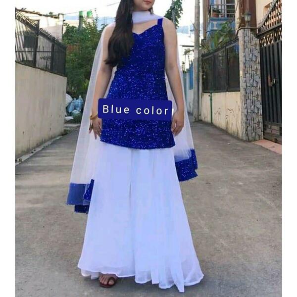 Sequence Velvet Kurti Plazo Set Full Stich