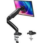 Single Monitor Stand – Gas Spring Single Arm Monitor Stand Desk VESA Mount for 13 to 32 Inch Screen with Clamp, Grommet Mounting Base