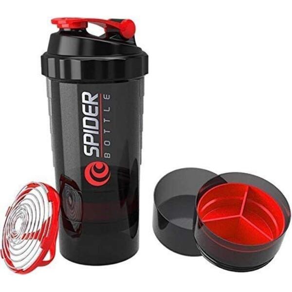 Spider Shaker Bottle With Protein Powder Compartment Cup