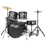 Stagg TIM122B BK Drum Set with Cymbals, Drum Throne & Sticks