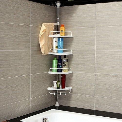Stainless Steel Triangle Rack 4 Shelves Telescopic Adjustable Shelf Rack Corner Rack Shelf