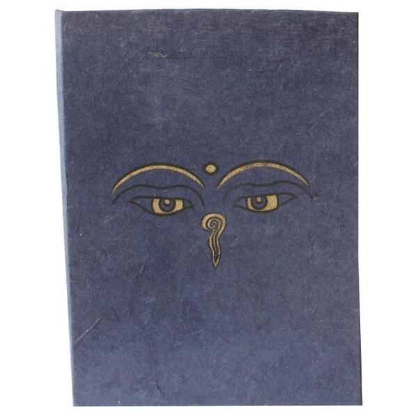 Stone Blue Buddha Eyes Printed Lokta Paper Notebook