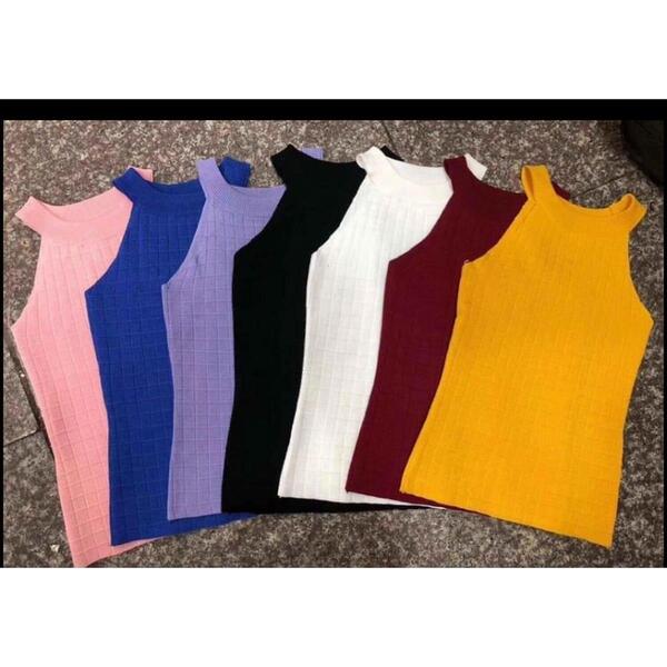 Summer V-Neck Double Layered Chiffon Sleeveless T-Shirt - Yellow whit
