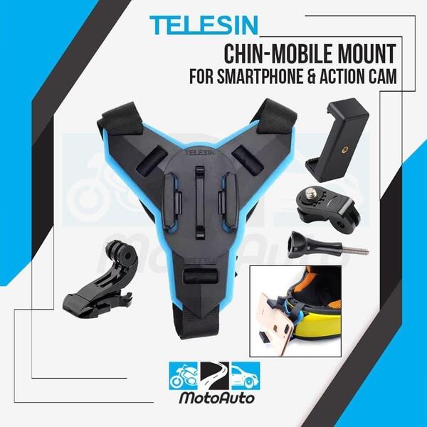 Telesin Helmet Chin Mount With Mobile Kit ( Moto Vlogging Chin Mount For Mobile )