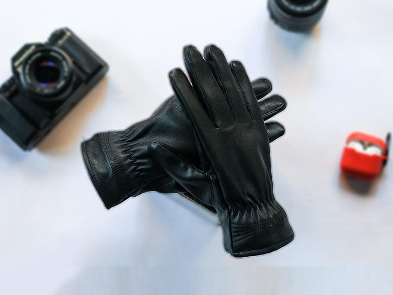 The Almari Pu Leather Hand Gloves For Men - Black Inner Fur