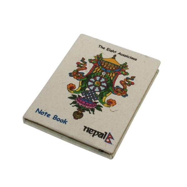 The Eight Auspicious Printed Lokta Paper Mini Notebook - 27 Pages - 3.5 X4.5