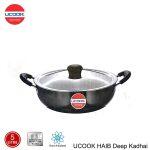 UCOOK Hard Anodised Induction Based Steel Lid Deep Kadhai