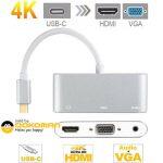 USB Type C to HDMI + VGA + Audio 3in 1 Converter Adapter For Laptop, Macbook