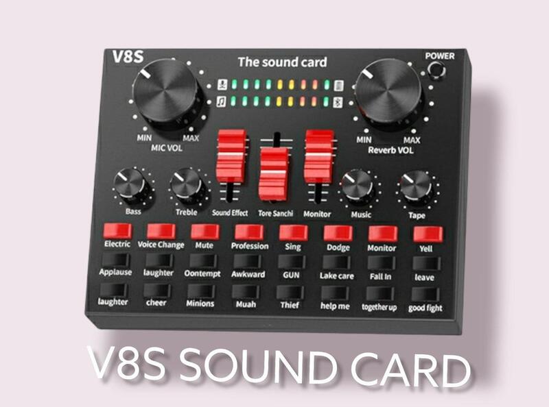 V8S External Sound Card USB Audio Interface + Wired Condenser Microphone + Microphone Desktop