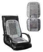 Velvet Seat Bead Wooden Universal Accupressure Design Car Seat Jali (Grey)