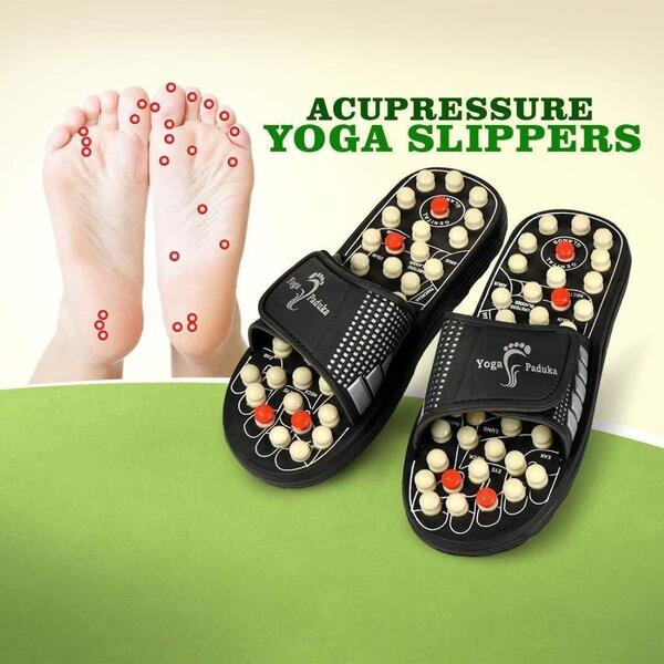 Acupressure Paduka Spring Sandle Black/White Foot Reflexology Massage Slipper