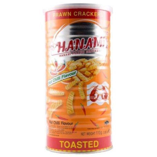 Hanami Prawn Crackers Hot Chilli Can 110