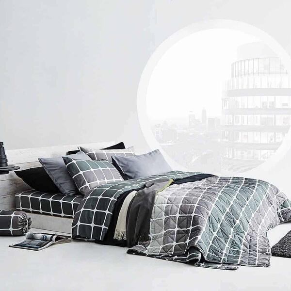 Lotus Soho Fitted Sheet King Size - Grey Cube Print