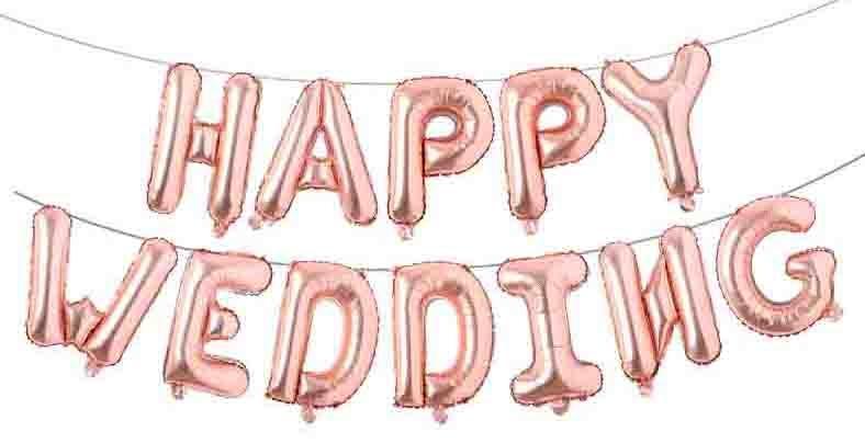 1 Set Happy Wedding Foil Balloons