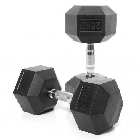 Rubber Hex Dumbbells (Pair) Hexa Rubber Dumbbell with Metal Handles,Heavy Dumbbells 25 kg each Dumbell Total