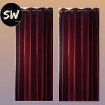(4ft *7ft) Two Pcs Plain Red Silk Cotton Material Curtains Set