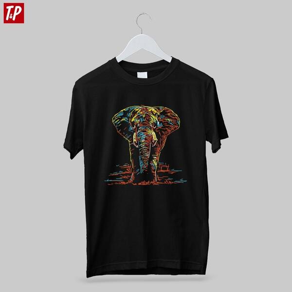 Abstract Elephant Combed Cotton Tshirt for Men