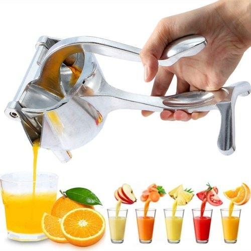Aluminum Hand Press Juicer Stainless Steel Manual Fruit Press Juicer, Handle Juicer Manual Lemon Press Juicer,(Silver