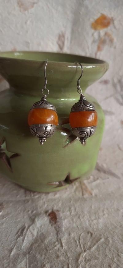 Amber Stone Earring
