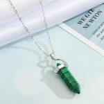 ANX Quartz Crystal Stone Charm Necklace/Hexagonal Chakra Pendant Necklace Chain Necklace for Women