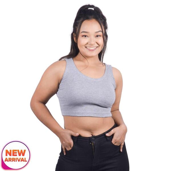 Binay Embroidery Tank Top Crop Grey Sando For Women