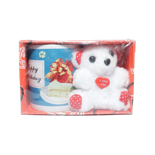 Happy Birthday Printed Cup + Teddy