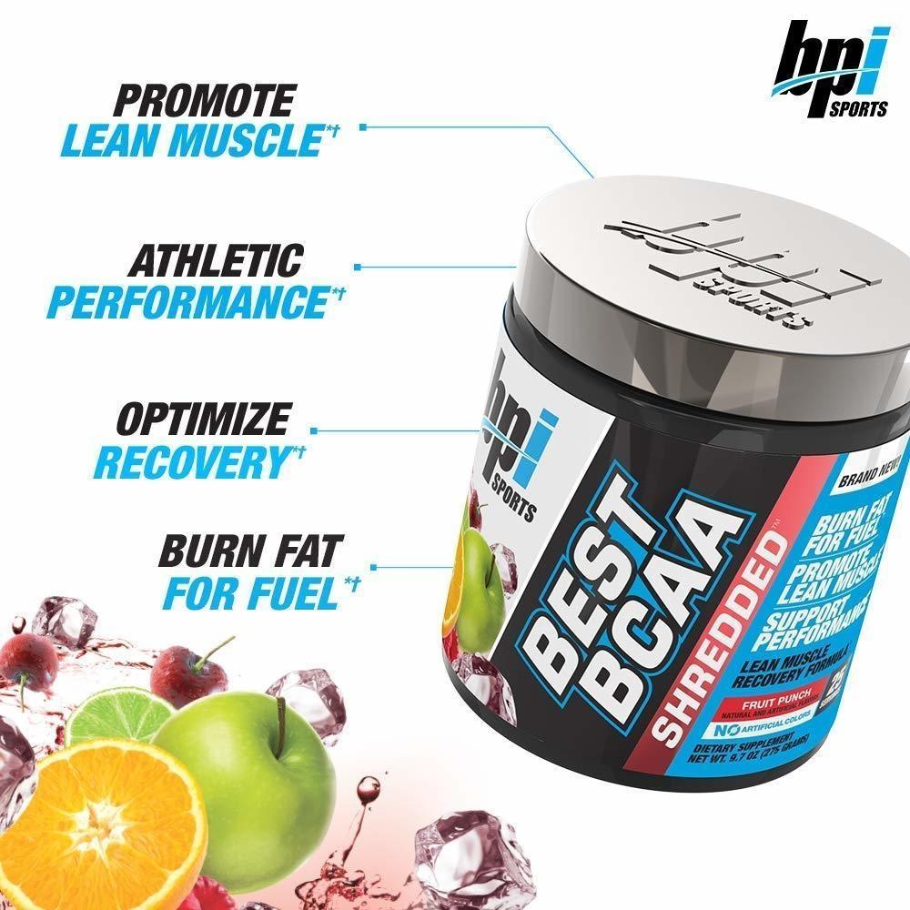 bpi sports best bcaa shredded branched chain amino acids fruit punch 25 servings bcaas
