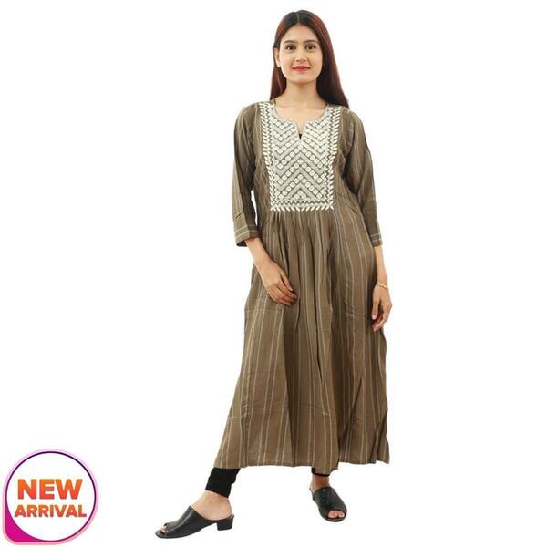 Cotton White Lining Printed Kurti For Women
