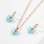 Butterfly Necklace & Earrings Set For Women (Sky Blue Colour )