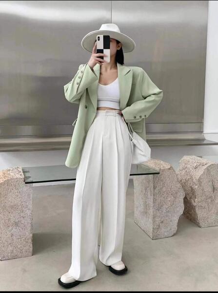 Casual High Waist Loose Wide Leg Pants for Women Spring Autumn New Floor-Length White Suits Pants Ladies Long Trousers