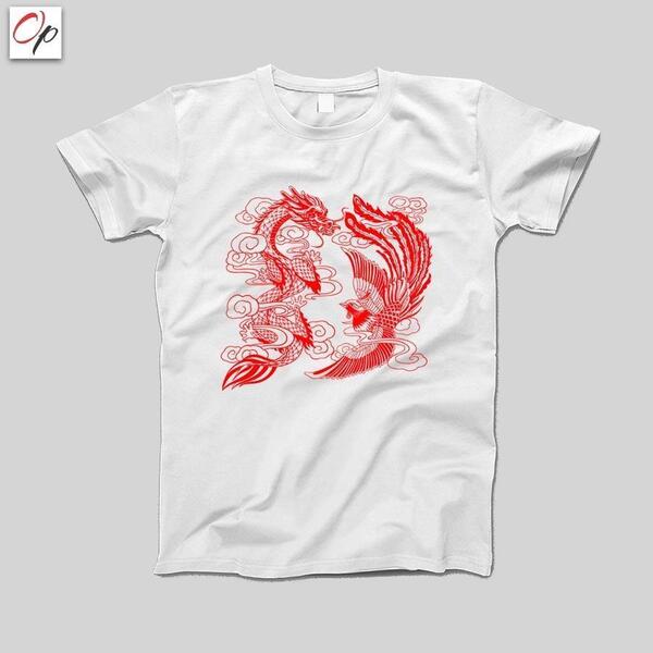 Chinese Style Red Dragon Tshirt for Men