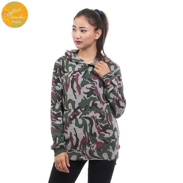 Creative Touch Combat Printed Cotton Hoodie For Women MTP3059