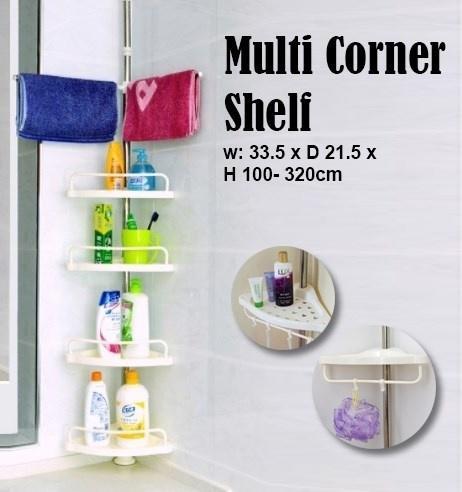 EFactory No Tools 4 Tier Multi Use Rack Corner Shelf Holder Shelves Adjustable Storage Space Saver Organizer Kitchen Bathroom Toilet