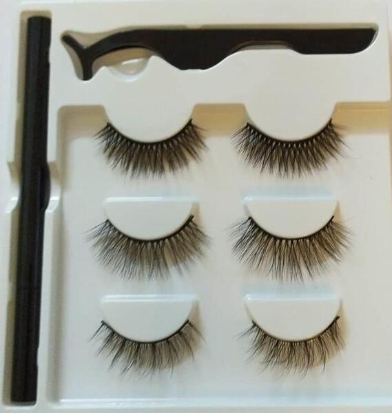 Eyelashes/Cosmetics- Sticky Eyeliner & Eyelashes 3D False Like Magnetic Set Makeup Pestañas