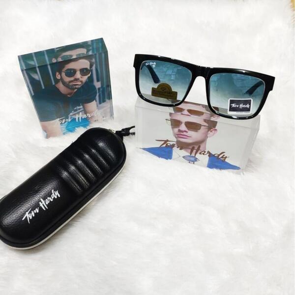 Flat Square Uv400 TH-4169 Black Frame Blue Shaded Lens Sunglass For Men