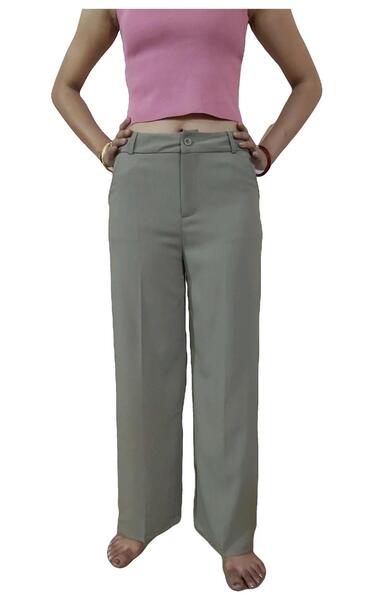 Formal Pants Wide Leg High Waist Simple Daily Office Full Length All Match Suit Dress Pants For Women - Khaki