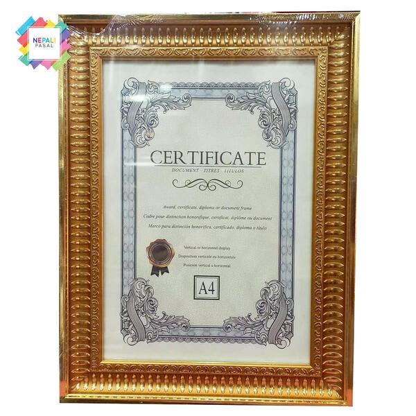 Golden Luxury Document Frame Family Photo Mirror Painting Picture A4 Size