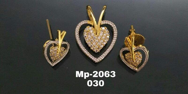 Heart Shaped AD Pendant and Elegant Earrings Collection for Women