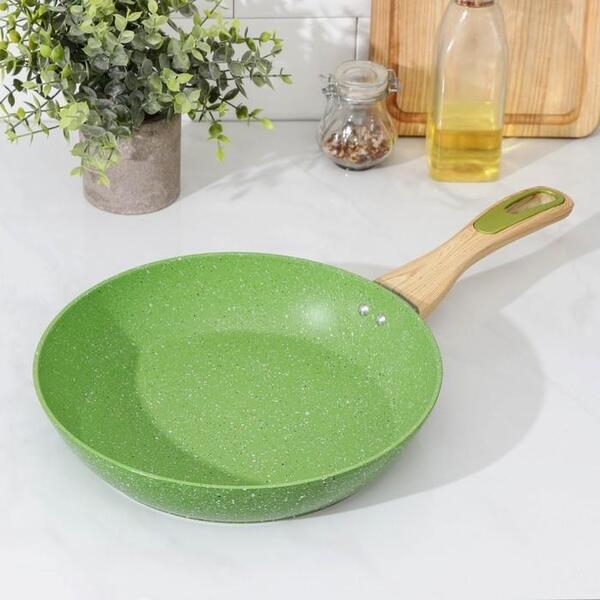 Hot Chef Olive Green Granite Coated Non-Stick Induction Base Fry Pan - 22 cm
