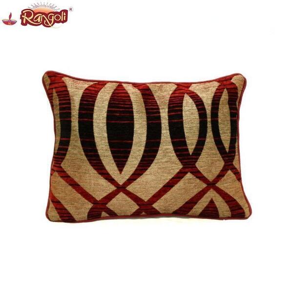 Light Golden/Maroon Printed Cushion Cover For Sofa/Bed