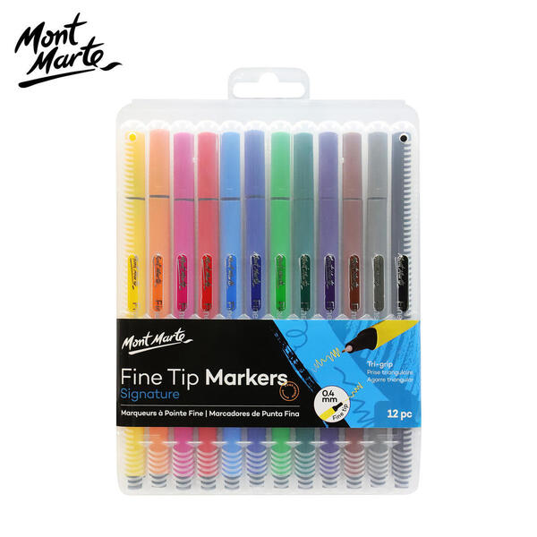Mont Marte Fine Tip Marker Tri Grip in Case (Fineliners)