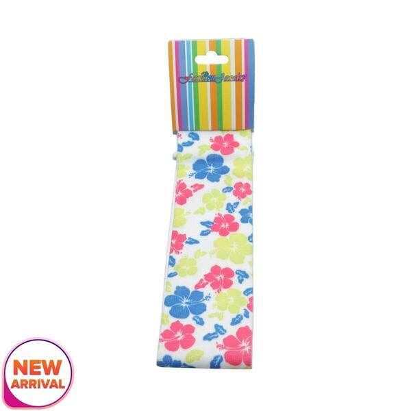 Off White Elastic Multi Flower Printed Headband For Women