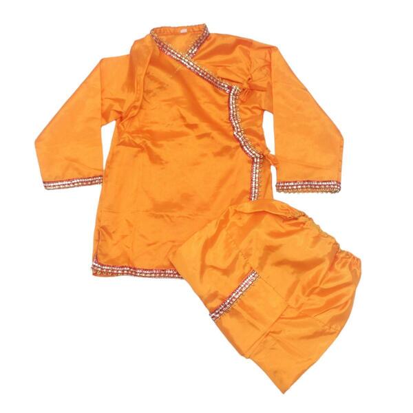 Silver Border Silk Dhoti Set For Kids